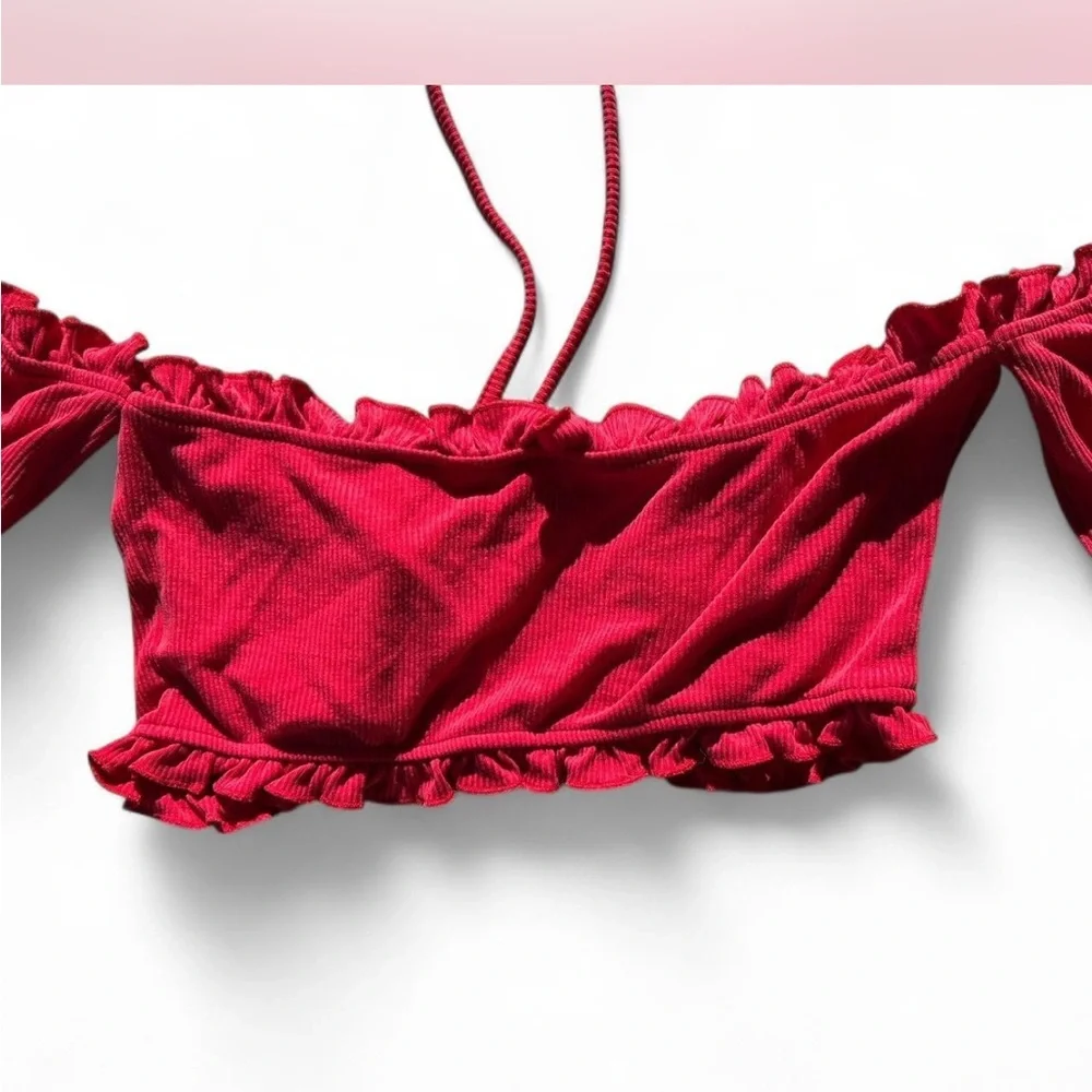 Tobi Red Ruffle Off-Shoulder Top - Picture 2 of 3